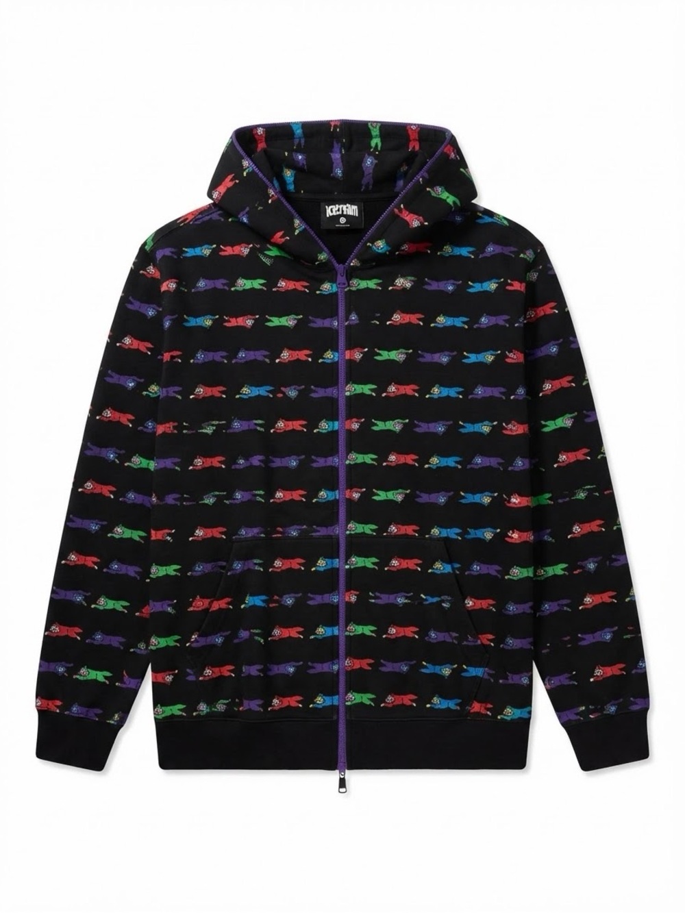 BBC ICECREAM Running Dog All-Over Print Full-Zip Hoodie Black XL